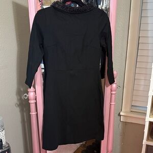 Talbots Black Long Sleeve Dress with Embellished Collar